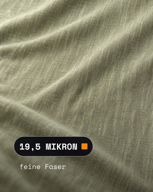 Nahaufnahme des Merino-Stoffs: feine Faser mit 19,5 Mikron