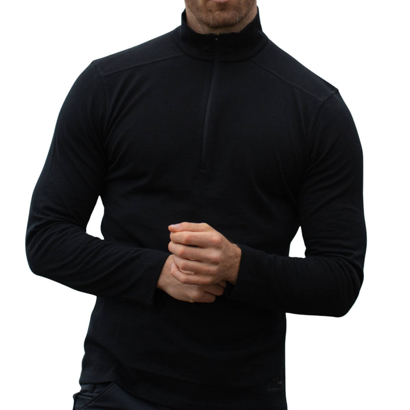 Merino Langarmshirt mit Zip